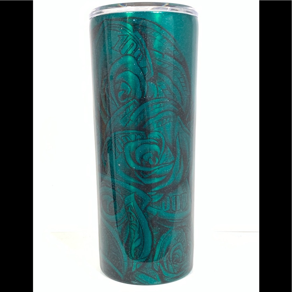 Candy Green Money Tattoo Tumble Cup glitter 20oz